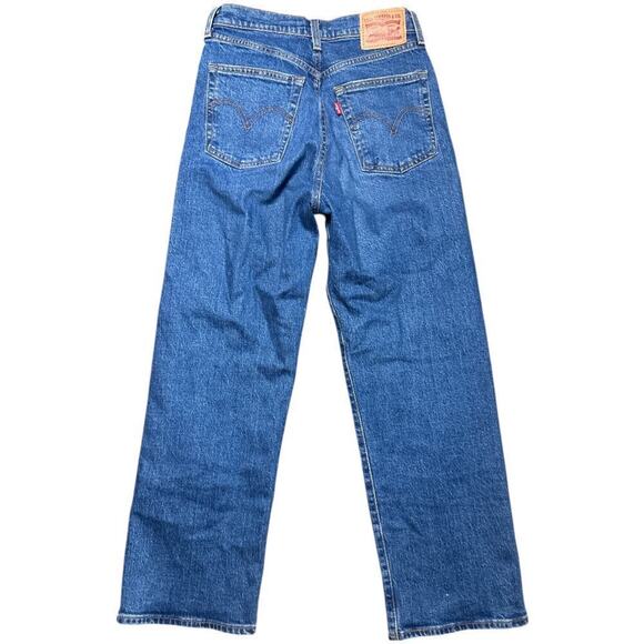 Levi's Ribcage Straight Blue Denim Button Fly Ankle Jeans Women's Size 26W 25L - Picture 3 of 8